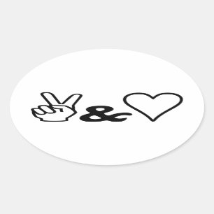 Vrede en liefde ovale sticker