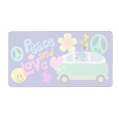 Vrede en Liefde plezier Groovy Sixties Stijl Etiket (Voorkant)