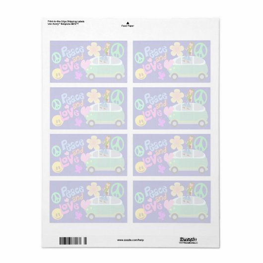 Vrede en Liefde plezier Groovy Sixties Stijl Etiket (Full Sheet)