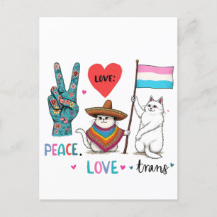 Vrede en liefde transgender LGBTQ transgender Aankondigingskaart