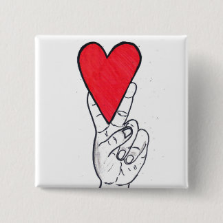 Vrede- en liefdesplein vierkante button 5,1 cm