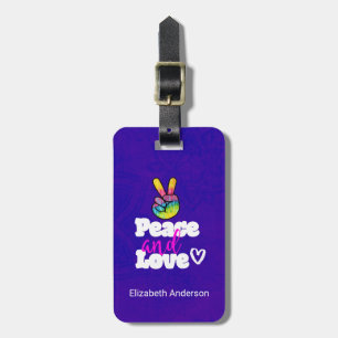 Vrede- en liefdestipografie Rainbow Hand Peace Sig Bagagelabel
