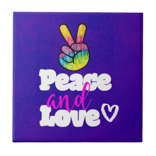 Vrede- en liefdestipografie Rainbow Hand Peace Sig Tegeltje