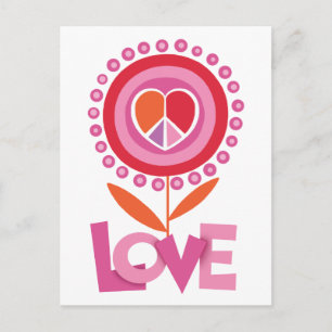 Vrede en LOVE bloem Briefkaart