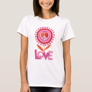 Vrede en LOVE bloem T-shirt