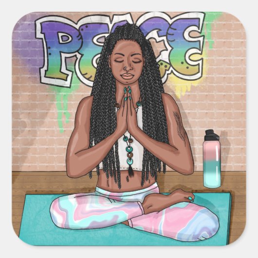 Vrede en Meditatie Stadskunst Vierkante Sticker (Voorkant)
