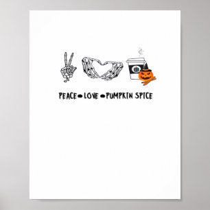 Vrede en pompoen specerij, Halloween skeletten kla Poster