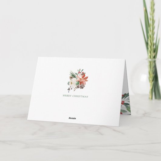 Vrede en vrede | Kerst van Floral Merry Feestdagen Kaart (Achterkant)