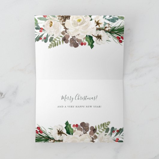 Vrede en vrede | Kerst van Floral Merry Feestdagen Kaart (Binnen)