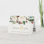 Vrede en vrede | Kerst van Floral Merry Feestdagen Kaart (Voorkant)