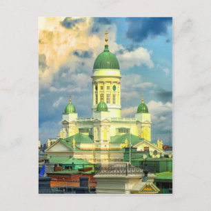 Vrede en vreugde Helsinki Finland kerk skyline Feestdagenkaart