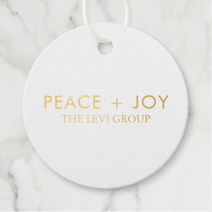 Vrede en Vreugde Minimale Kerstcirkel Goud Wit Bedankjes Labels