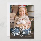 Vrede en vreugde script foto platte kerstkaart (Voorkant)