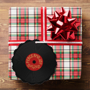 Vrede en vreugde vinyl record ontwerp ornament kaart