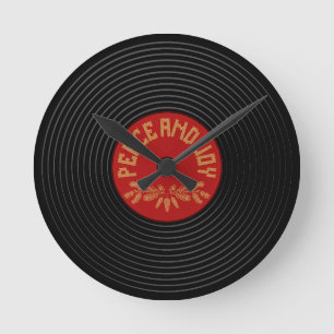 Vrede en vreugde vinyl record ontwerp ronde klok