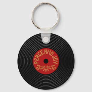Vrede en vreugde vinyl record ontwerp sleutelhanger