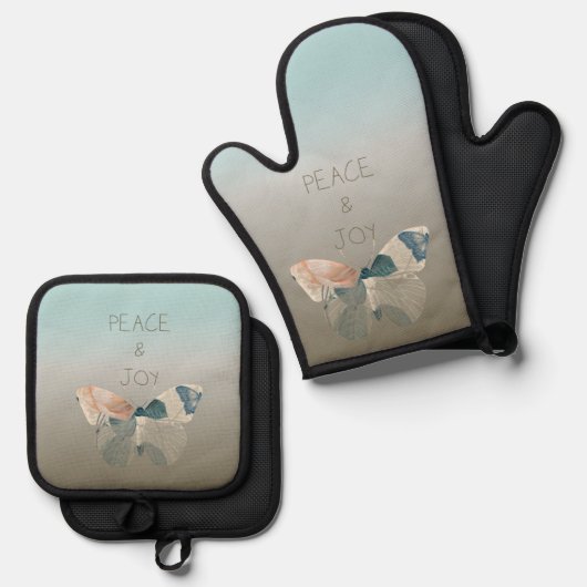 Vrede en Vreugde Vlinder Ovenwant & Pannenlap Set (Voorkant / Achterkant)