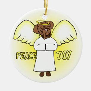 Vrede: Engel Dogue de Bordeaux Kerstmis Keramisch Ornament