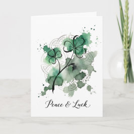 Vrede & Geluk Waterverf Klavertjevier Keltische Kn Feestdagen Kaart