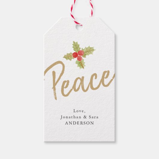 Vrede | Goud en witte kerst Cadeaulabel (Voorkant)