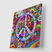 Vrede grafische dpoolkunst vierkante klok (Hoek)