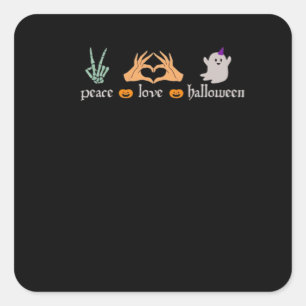 Vrede Halloween Vredesteken Skeleton Heksenhanden Vierkante Sticker
