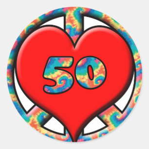 Vrede, hart, 50 ronde sticker