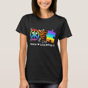 Vrede hartliefde en Pop Het puzzel zintuiglijke Sp T-shirt