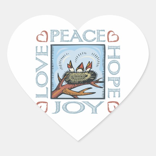Vrede, hoop, liefde, vreugde hart sticker (Voorkant)