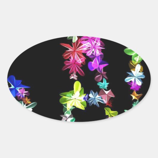 "VREDE" in bloemen Art Print Ovale Sticker (Voorkant)