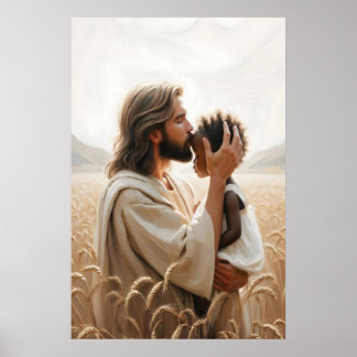 Vrede in Christus Jezus en Zwarte Kind Christelijk Poster