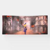 Vrede in de wereld van de Oekraïense banner (Horizontaal)