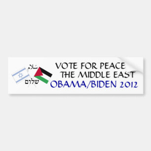 Vrede in het Midden-Oosten Obama 2012 Bumpersticker