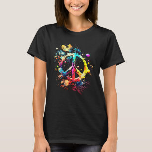 Vrede in het universum kleurrijk vredesteken met p t-shirt