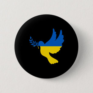 Vrede in Oekraïense Duif. Sta met Oekraïne. Vrijhe Ronde Button 5,7 Cm