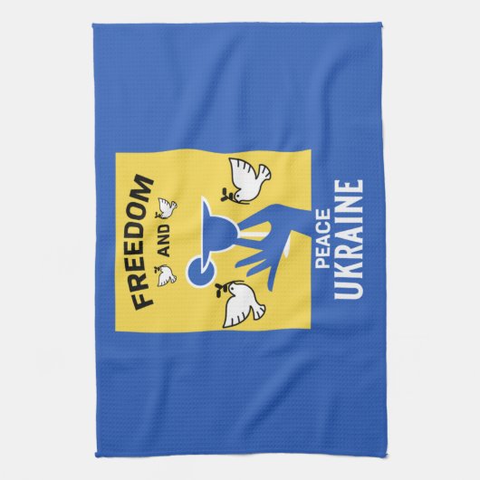 vrede in oekraïne - liefde en steun theedoek (Verticaal)