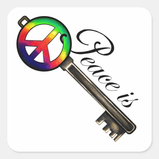 Vrede is essentieel vierkante sticker (Voorkant)