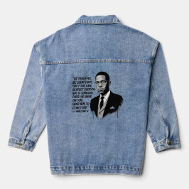 Vrede & Kracht – Malcolm X Inspirerende Quote Denim Jacket