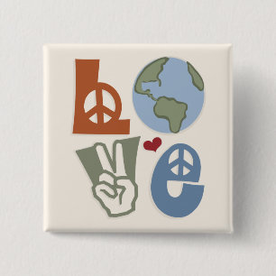 Vrede Liefde Aarde Magnet Vierkante Button 5,1 Cm