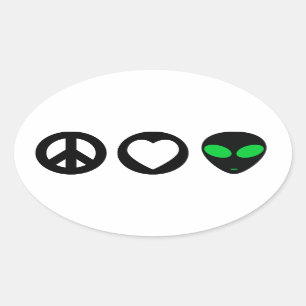 Vrede Liefde Alien Ovale Sticker