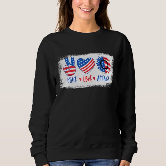 Vrede Liefde Amerika 4th van Juli Zonnebloem Ameri Trui (Voorkant)