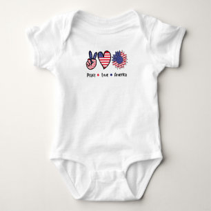 Vrede Liefde Amerika Patriottisch Vlag Grafisch Romper