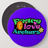 Vrede, liefde, Archery Ronde Button 6,0 Cm (Voorkant /achterkant)