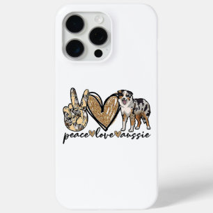 Vrede, Liefde, Aussie, Australische Herdershond, H iPhone 15 Pro Max Hoesje