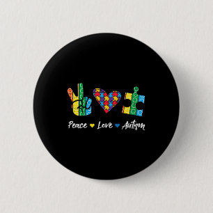 Vrede Liefde Autisme Puzzel Bewustzijn Autistische Ronde Button 5,7 Cm