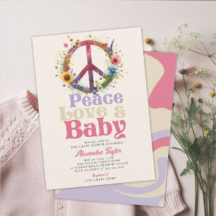 Vrede Liefde Baby Wildbloemen Retro Baby Meisje Do Kaart