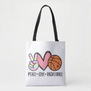 Vrede Liefde Basketbal Hart voor Vrouwen Tiener Tw Draagtas