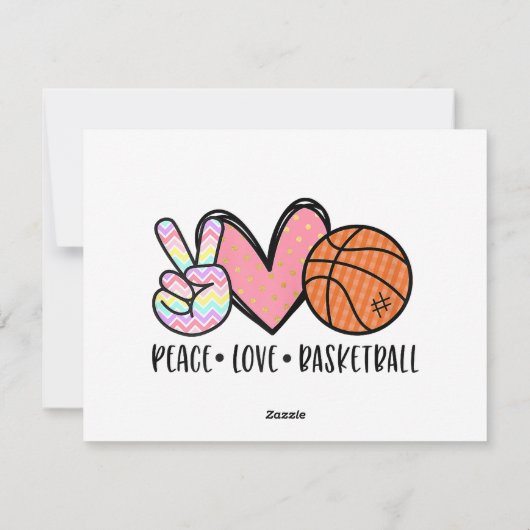Vrede Liefde Basketbal Hart voor Vrouwen Tiener Tw Feestdagenkaart (Achterkant)