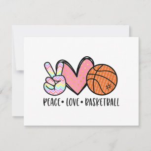 Vrede Liefde Basketbal Hart voor Vrouwen Tiener Tw Feestdagenkaart