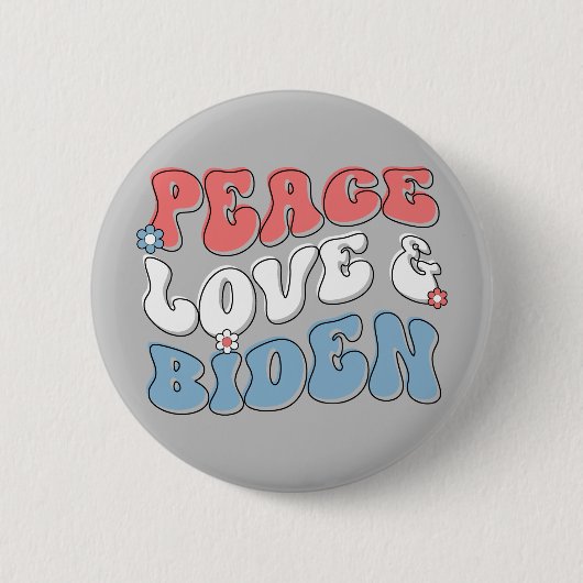 Vrede Liefde Biden 2024  Retro Ronde Button 5,7 Cm (Voorkant)